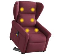 vidaXL Fauteuil inclinable de massage électrique Rouge bordeaux Tissu Rouge