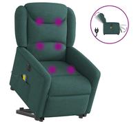 vidaXL Fauteuil inclinable de massage électrique Vert foncé Tissu