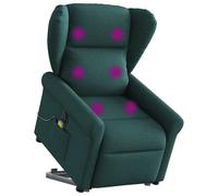 Vidaxl Fauteuil Inclinable De Massage Électrique Vert Foncé Tissu Vert