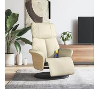 vidaXL Fauteuil inclinable de massage et repose-pieds crème similicuir