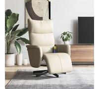vidaXL Fauteuil inclinable de massage et repose-pieds crème similicuir