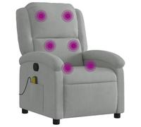 vidaXL Fauteuil inclinable de massage – Dossier et repose-pied réglables, gris clair velours