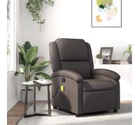 vidaXL Fauteuil inclinable de massage marron foncé cuir véritable