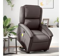 Vidaxl Fauteuil Inclinable De Massage Marron Foncé Cuir Véritable Marron