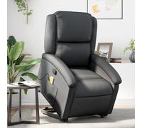 Vidaxl Fauteuil Inclinable De Massage Noir Cuir Véritable Noir