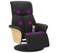 vidaXL Fauteuil Inclinable de Massage Repose-Pieds, Chaise de Relaxation avec Dossier, Siège avec Accoudoirs Salon, Moderne, Noir Similicuir