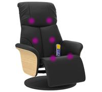 vidaXL Fauteuil de massage inclinable – repose-pieds, accoudoirs, similicuir noir
