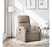 vidaXL Fauteuil inclinable de massage taupe tissu microfibre Gris