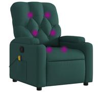 vidaXL Fauteuil inclinable de Massage Vert foncé Tissu