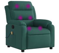 vidaXL Fauteuil de massage inclinable, dossier & repose-pied réglables, tissu vert foncé