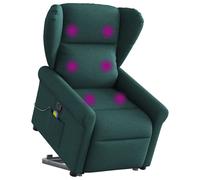 Vidaxl Fauteuil Inclinable De Massage Vert Foncé Tissu Vert