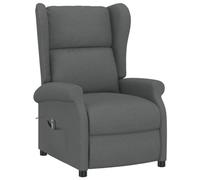 vidaXL Fauteuil Inclinable Electrique à Oreilles, Fauteuil de Relaxation avec Dossier et Repose-Pied, Meuble de Salon Salle de Séjour Intérieur, Gris Foncé Tissu
