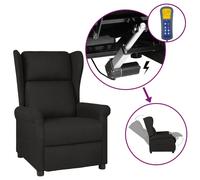 Vidaxl Fauteuil Inclinable Électrique À Oreilles Noir Tissu Noir