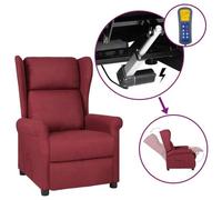 vidaXL Fauteuil inclinable électrique à oreilles rouge bordeaux tissu