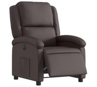 vidaXL Fauteuil Inclinable Électrique, Chaise de Relaxation avec Dossier et Repose-Pied Réglables, Siège de Salon Salle de Séjour, Moderne, Marron Foncé Cuir Véritable