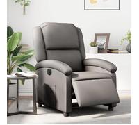 vidaXL Fauteuil inclinable électrique 3204257 – Cuir véritable gris, dossier & repose-pied réglables