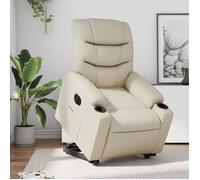 vidaXL Fauteuil inclinable électrique 3206614 - Similicuir crème, dossier et accoudoirs