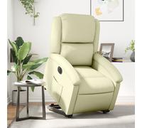 vidaXL Fauteuil inclinable électrique crème cuir véritable