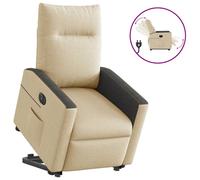 vidaXL Fauteuil inclinable électrique crème tissu