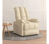 vidaXL Fauteuil Inclinable Électrique, Chaise avec Dossier et Repose-Pied Réglables, Siège de Salle de Séjour Salon, Moderne, Crème Tissu
