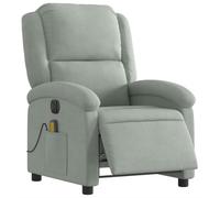 vidaXL Fauteuil de massage inclinable électrique, dossier/repose-pied réglables, velours gris clair