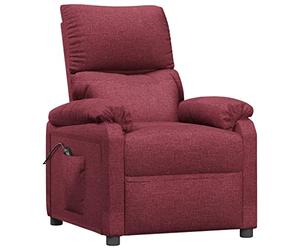 vidaXL Fauteuil Inclinable Électrique, Fauteuil de Relaxation avec Dossier et Repose-Pied, Fauteuil Releveur, Siège de Salle de Séjour Salon Intérieur, Moderne, Rouge Bordeaux Tissu