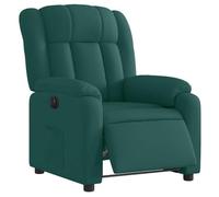 vidaXL Fauteuil inclinable électrique Relaxation avec dossier et accoudoirs Tissu vert foncé