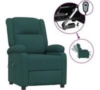 Vidaxl Fauteuil Inclinable Électrique Vert Foncé Tissu Vert