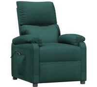 vidaXL Fauteuil inclinable électrique Releveur de relaxation Dossier & Repose-pied Vert foncé tissu