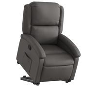 vidaXL Fauteuil inclinable – Dossier et repose-pied réglables – Cuir véritable gris