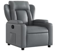 vidaXL Fauteuil inclinable chaise de relaxation porte-gobelets dossier et accoudoirs gris similicuir