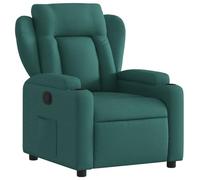 vidaXL Fauteuil inclinable avec porte-gobelets, dossier et accoudoirs – tissu vert foncé