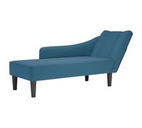 vidaXL Fauteuil long avec accoudoir droit – Bleu velours rembourré, fauteuil de détente