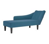 vidaXL Fauteuil long avec accoudoir droit – Bleu velours rembourré, fauteuil de détente