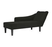 vidaXL Fauteuil de détente long avec accoudoir droit – velours noir rembourré