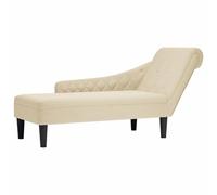 vidaXL Fauteuil long avec coussin et accoudoir droit en tissu crème
