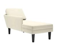 vidaXL Fauteuil long avec coussin et accoudoir droit crème velours 4009814