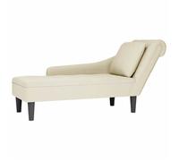 vidaXL Fauteuil long avec coussin et accoudoir droit crème velours, fauteuil, fauteuil de détente, fauteuil long rembourrée,