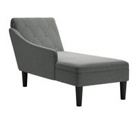Vidaxl Fauteuil Long Avec Coussin Et Accoudoir Droit Gris Foncé Tissu Multicolore