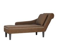 vidaXL Fauteuil Long avec Coussin et accoudoir Droit Marron Similicuir