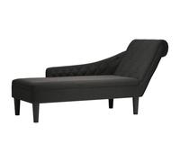 vidaXL Fauteuil long rembourré de salon en tissu noir avec coussin et accoudoir droit