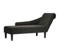 vidaXL Fauteuil long rembourré de salon en tissu noir avec coussin et accoudoir droit