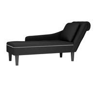 vidaXL Fauteuil long avec coussin et accoudoir droit – Velours noir – Rembourré