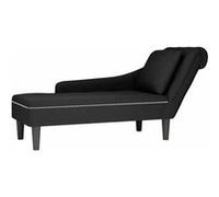 vidaXL Fauteuil long avec coussin et accoudoir droit – Velours noir – Rembourré
