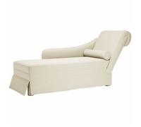 vidaXL Fauteuil long avec traversin et accoudoir droit velours crème multicolore