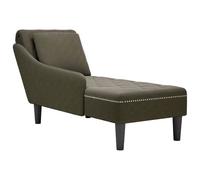 vidaXL Fauteuil long et coussin/accoudoir droit vert armée similicuir