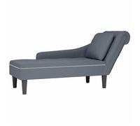 Fauteuil long et coussin et accoudoir droit gris foncé velours