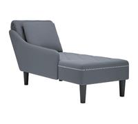 Vidaxl Fauteuil Long Et Coussin Et Accoudoir Droit Gris Foncé Velours Multicolore