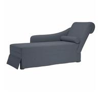 vidaXL Fauteuil long avec traversin et accoudoir droit – velours gris foncé – G