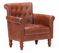 vidaXL Fauteuil Marron en cuir de chèvre véritable